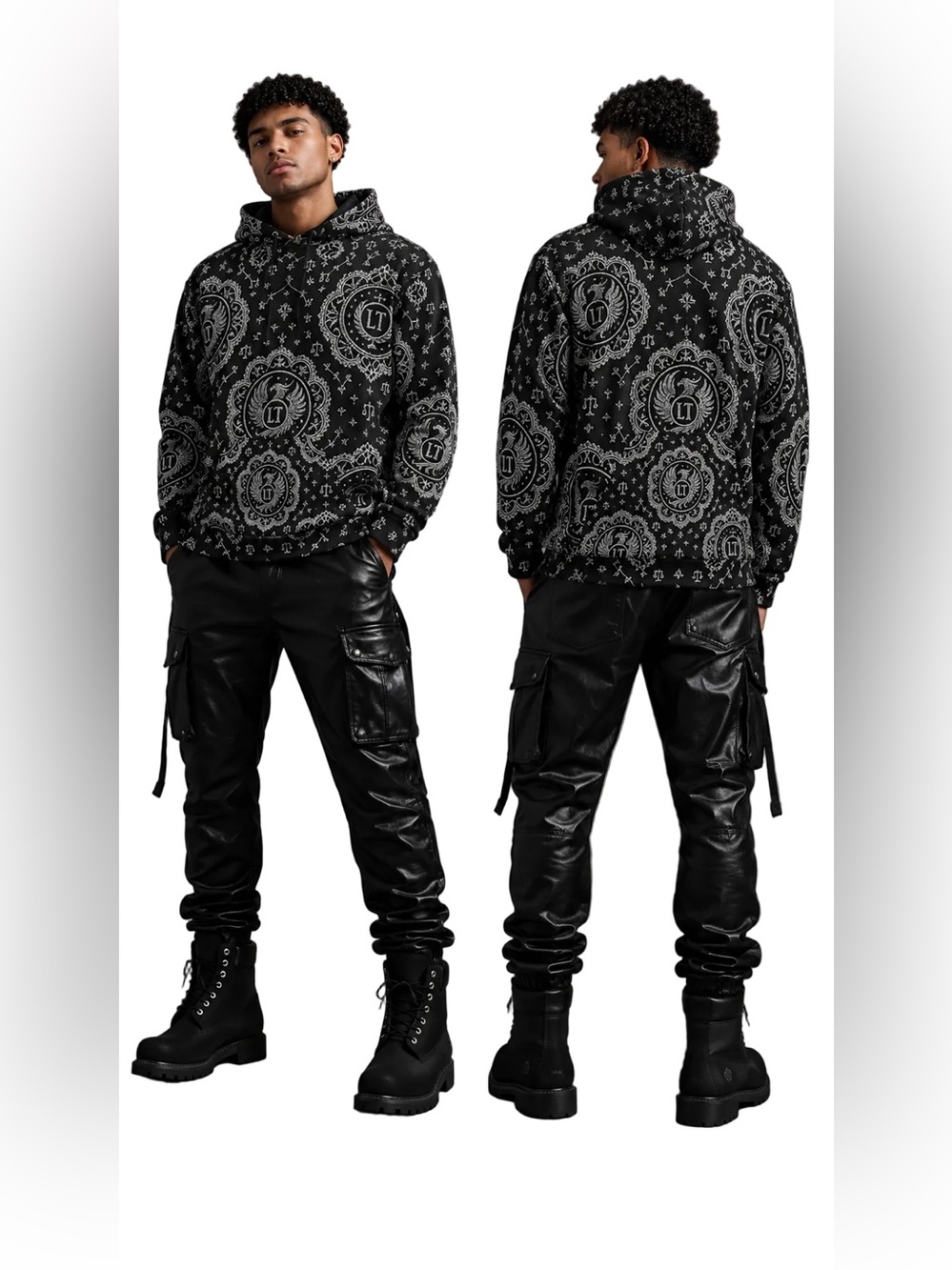 LEXdoily black Cotton Hoodie